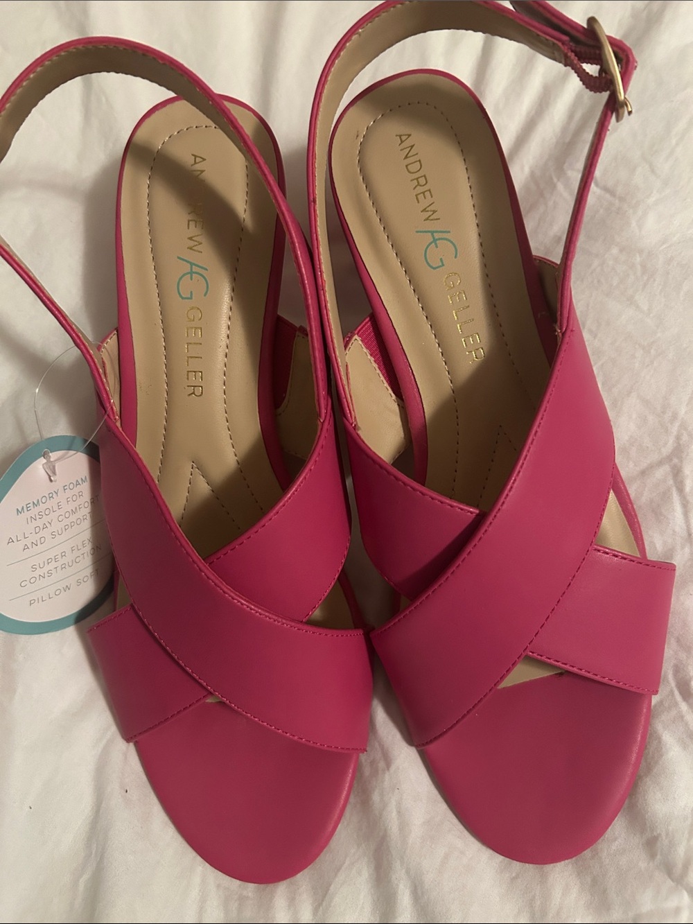 Andrew Geller Hot Pink Crossover Slingback Sandals
